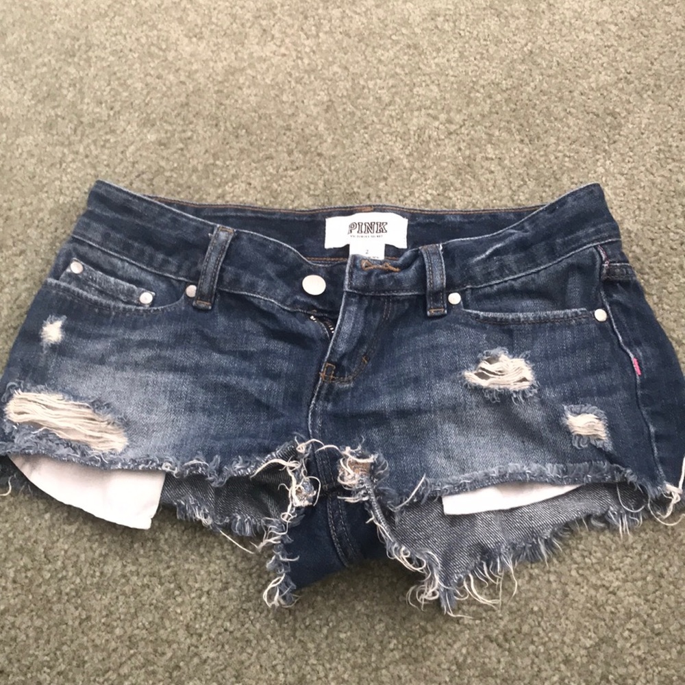 Blue ripped jean shorts